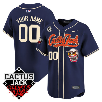 Houston Astros Cactus Jack Celebrity Softball Game Patch Custom Men Jersey - Navy