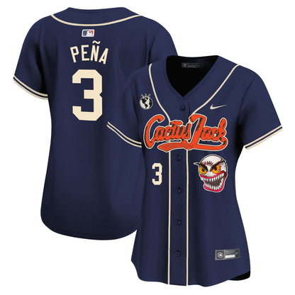 Jeremy Pena 3 Houston Astros Cactus Jack Patch Women Jersey - Navy