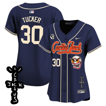 Kyle Tucker 30 Houston Astros Cactus Jack Patch V2 Women Jersey - Navy