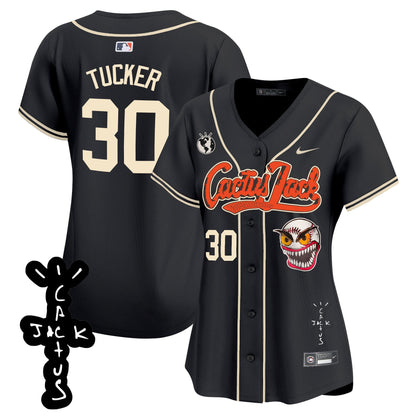Kyle Tucker 30 Houston Astros Cactus Jack Patch V2 Women Jersey - Black