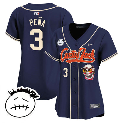 Jeremy Pena 3 Houston Astros Cactus Jack Patch V3 Women Jersey - Navy