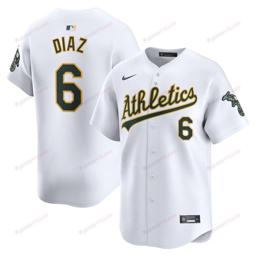 Jordan Diaz 6 Oakland Athletics Home Limited Player Men Jersey - White