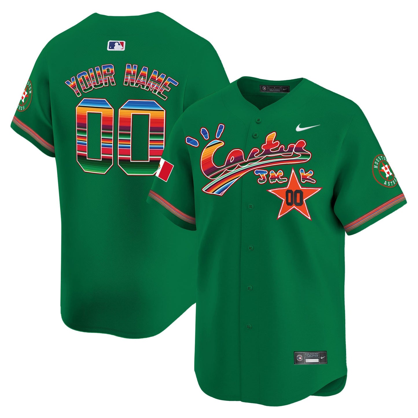 Houston Astros Mexico Cactus Jack Custom Men Jersey - Green