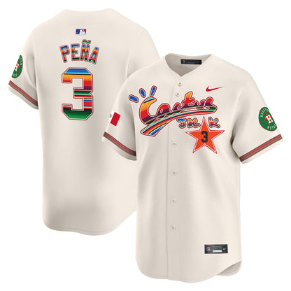 Jeremy Pena 3 Houston Astros Mexico Cactus Jack Men Jersey - Cream