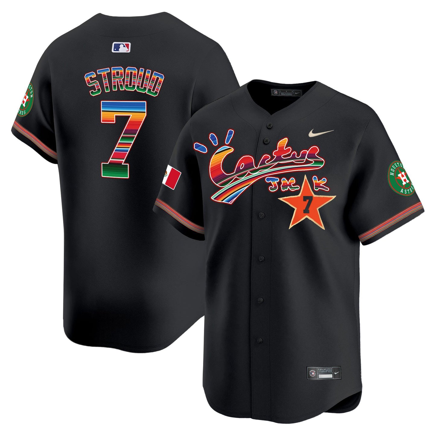 CJ Stroud 7 Houston Astros Mexico Cactus Jack Men Jersey - Black