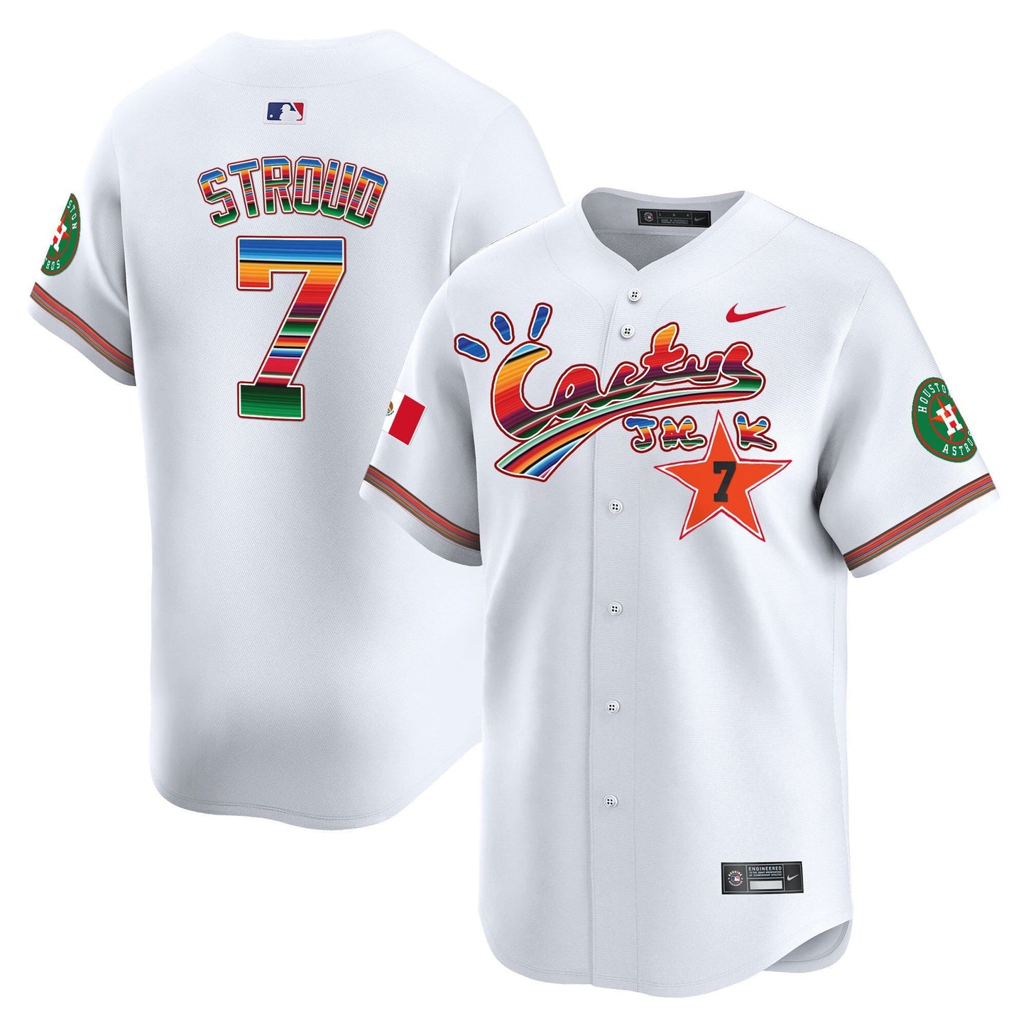 CJ Stroud 7 Houston Astros Mexico Cactus Jack Men Jersey - White