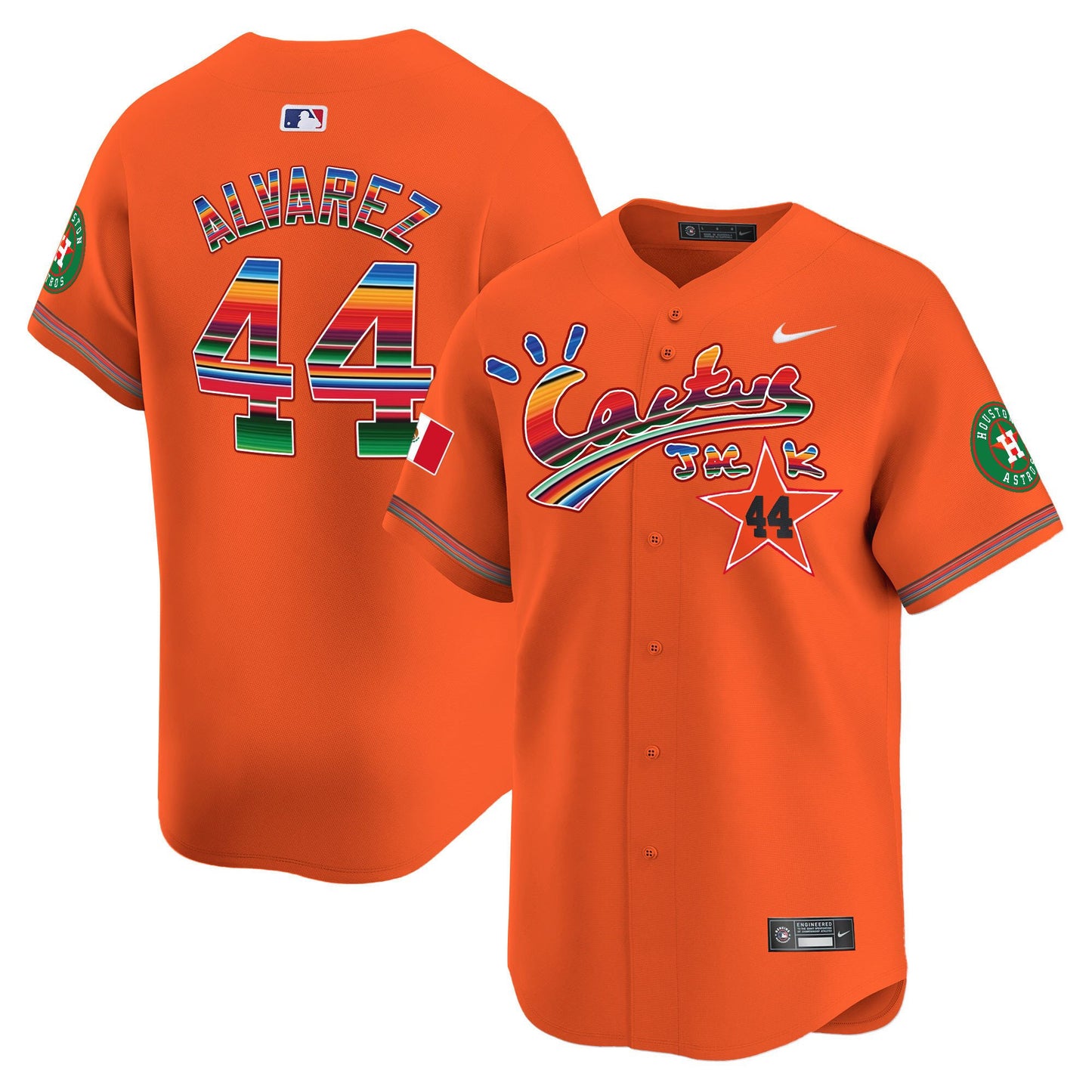 Yordan Álvarez 44 Houston Astros Mexico Cactus Jack Men Jersey - Orange