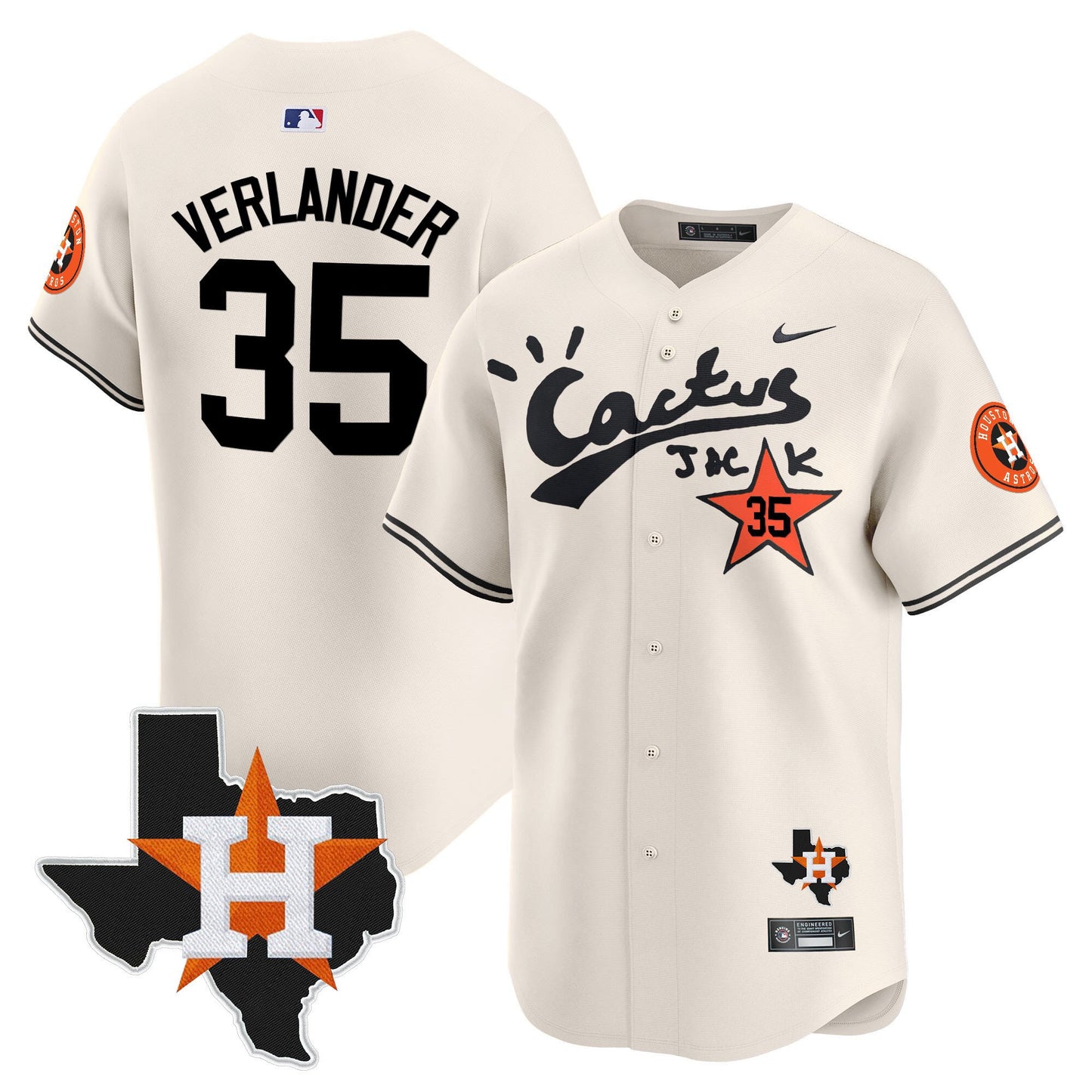 Justin Verlander 35 Houston Astros Cactus Jack Limited Jersey Houston Patch - Men