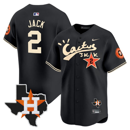 Jack 2 Houston Astros Cactus Jack Houston Patch Limited Jersey - Men, Black