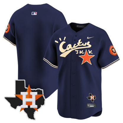 Jack 2 Houston Astros Cactus Jack Houston Patch Navy Limited Jersey - Men