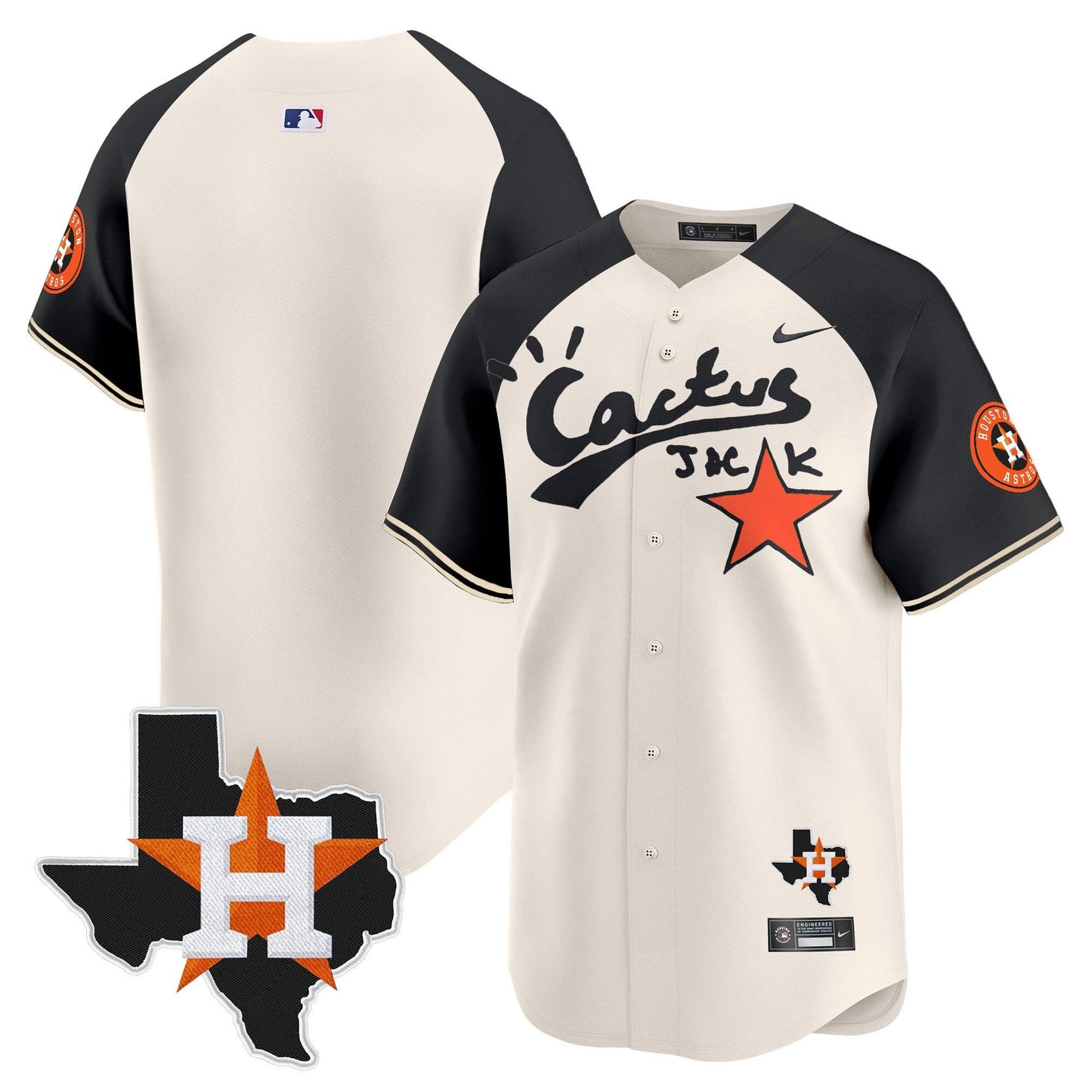 Yordan Alvarez 44 Houston Astros Cactus Jack Houston Patch Limited Jersey - Men, Cream Alternate