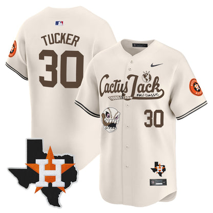 Kyle Tucker 30 Houston Astros Cactus Jack Foundation Fall Classic Limited Jersey - Men, Cream