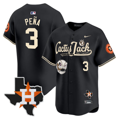 Jeremy Pena 3 Houston Astros Cactus Jack Foundation Fall Classic Black Limited Jersey - Men