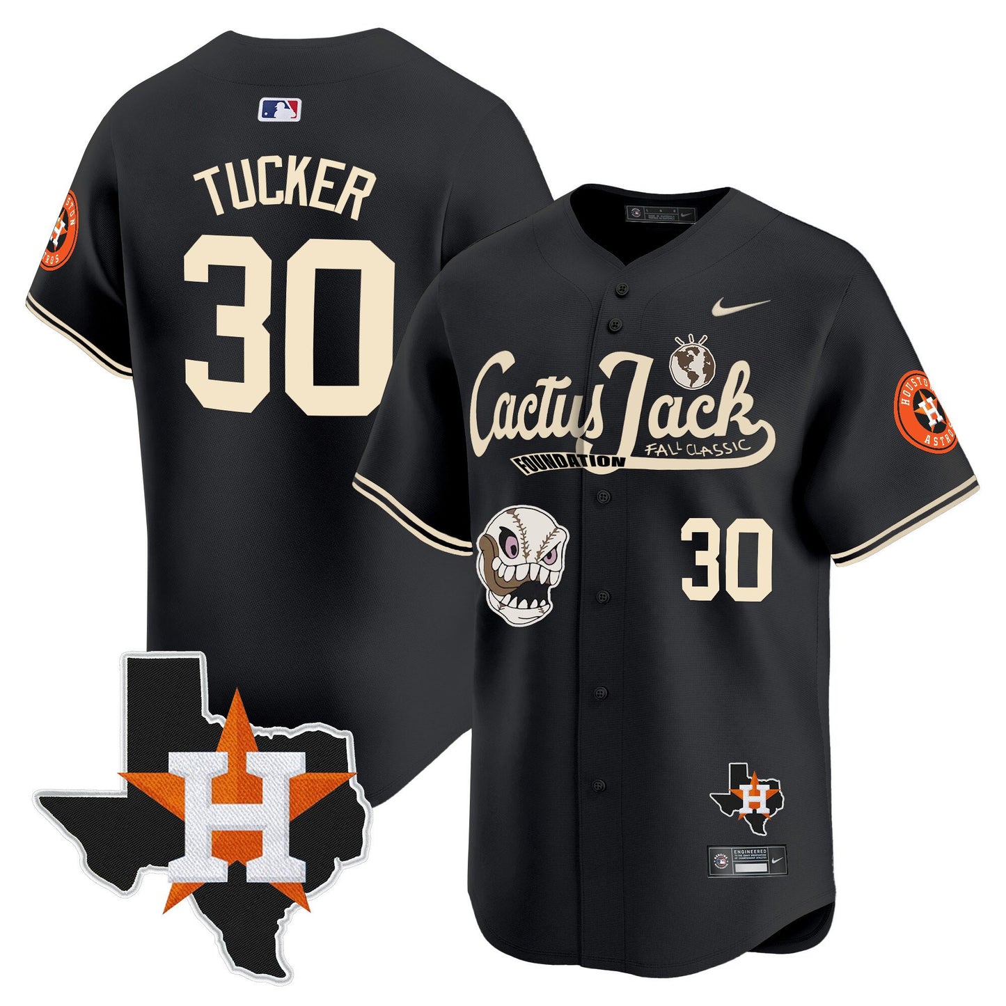 Kyle Tucker 30 Houston Astros Cactus Jack Foundation Fall Classic Black Limited Jersey - Men