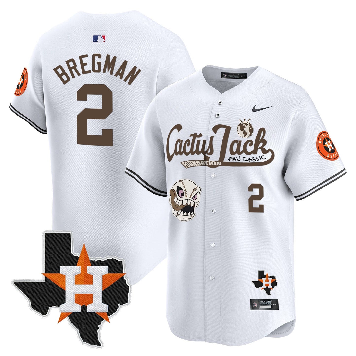 Alex Bregman 2 Houston Astros Cactus Jack Foundation Fall Classic Limited Jersey - Men