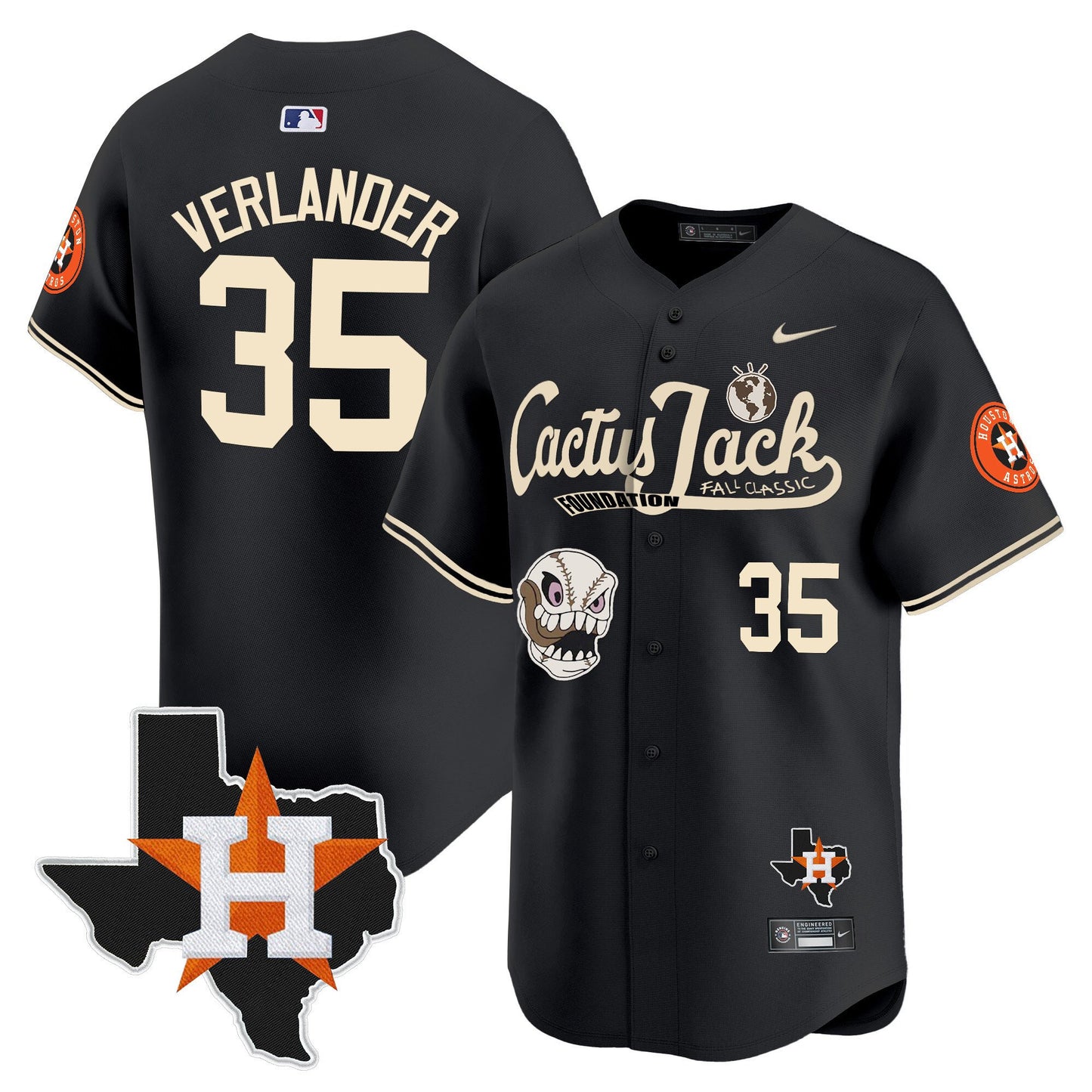 Justin Verlander 35 Houston Astros Cactus Jack Foundation Fall Classic Limited Jersey - Men