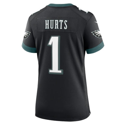 Jalen Hurts 1 Philadelphia Eagles Alternate Game Women Jersey - Black