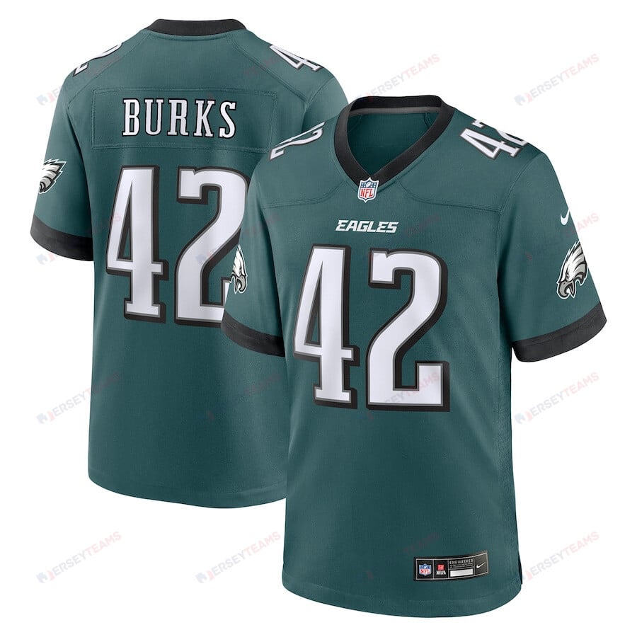 Oren Burks 42 Philadelphia Eagles Game Men Jersey - Midnight Green