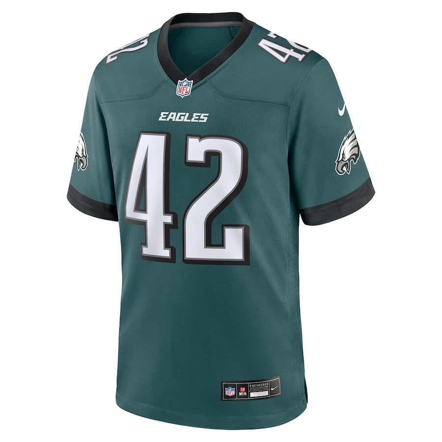 Oren Burks 42 Philadelphia Eagles Game Men Jersey - Midnight Green
