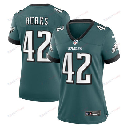 Oren Burks 42 Philadelphia Eagles Women Game Jersey - Midnight Green