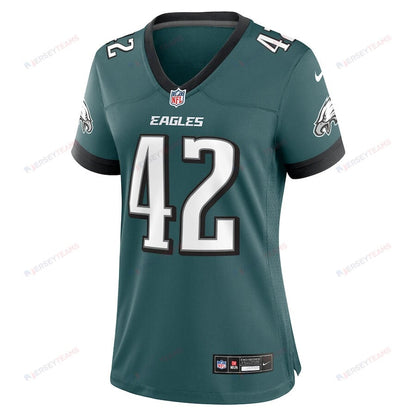 Oren Burks 42 Philadelphia Eagles Women Game Jersey - Midnight Green