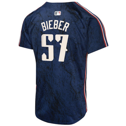 Shane Bieber 57 Cleveland Guardians 2024 City Connect Limited YOUTH Jersey - Navy