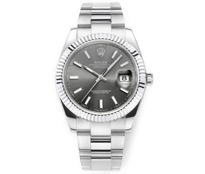 Rhodium Gray & Stainless Steel 41MM Watch