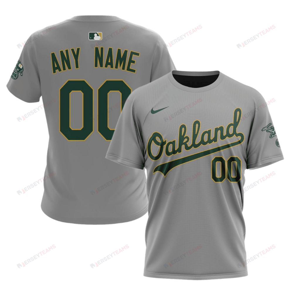Oakland Athletics 2024/25 Road Kits Custom AOP T-Shirt - Gray