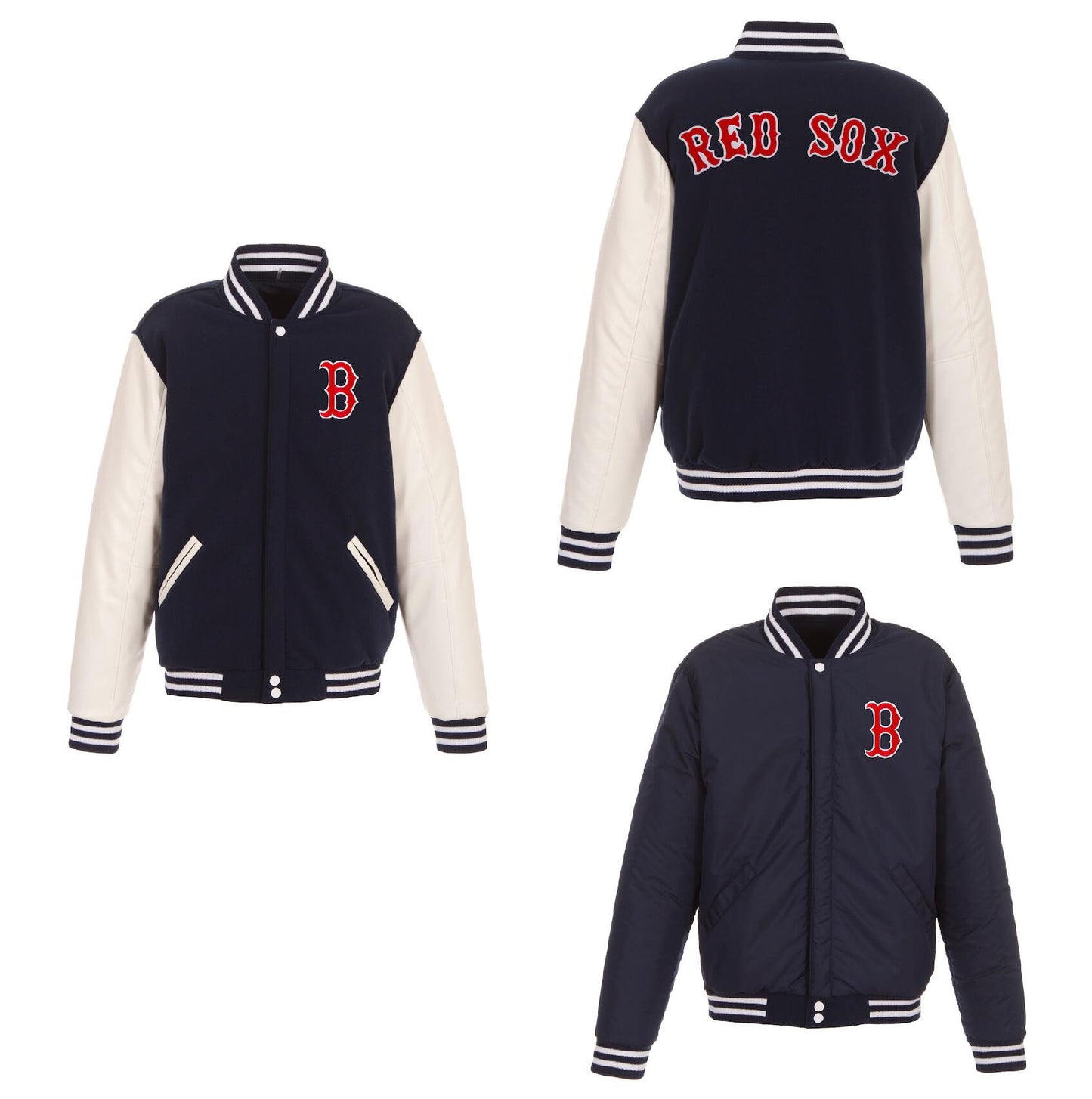 Boston Red Sox Reversible Fleece Full-Snap Jacket - Men's Navy