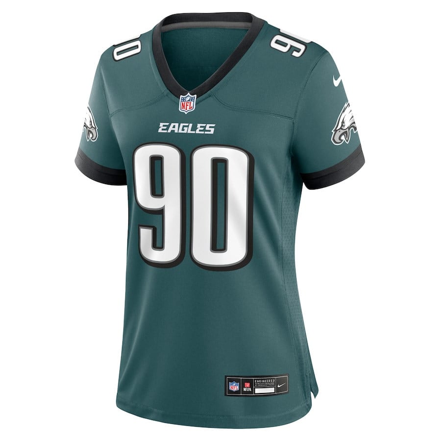Jordan Davis 90 Philadelphia Eagles Women's Team Game Jersey - Midnight Green