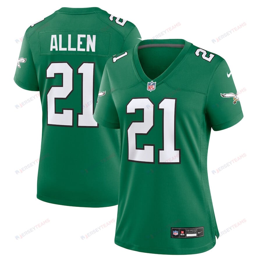 Eric Allen 21 Philadelphia Eagles Women's Alternate Game Jersey - Kelly Green