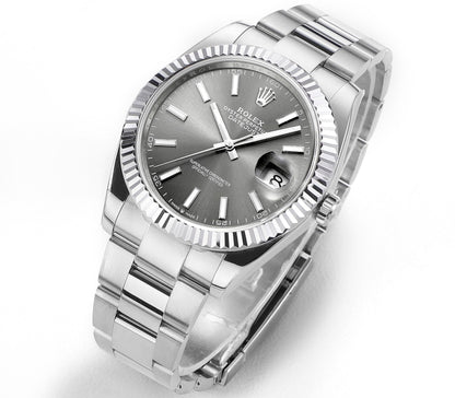 Rhodium Gray & Stainless Steel 41MM Watch