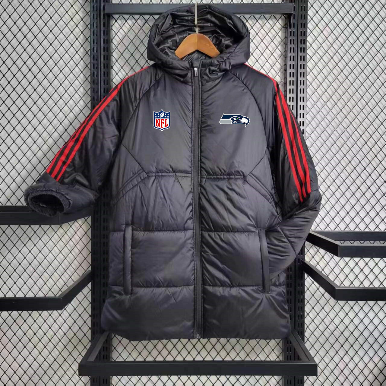 Seattle Seahawks Puffer Coat Down Jacket - Black