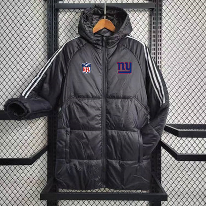 New York Giants White Stripe Coat Down Jacket - Black