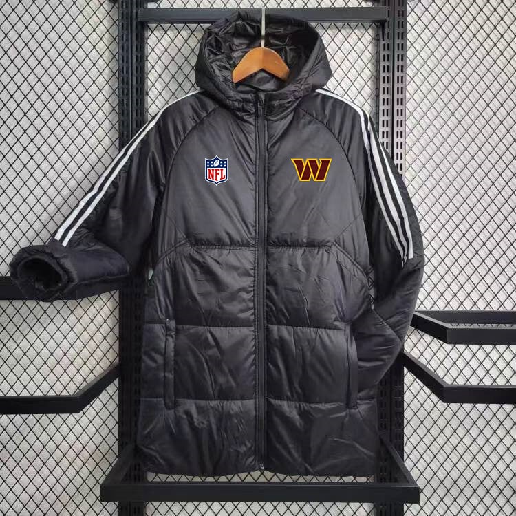 Washington Commanders White Stripe Coat Down Jacket - Black
