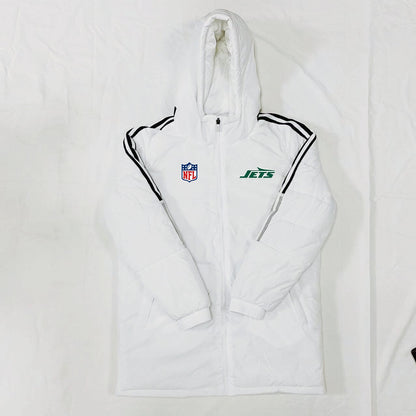 New York Jets Black Stripes Coat Down Jacket - White