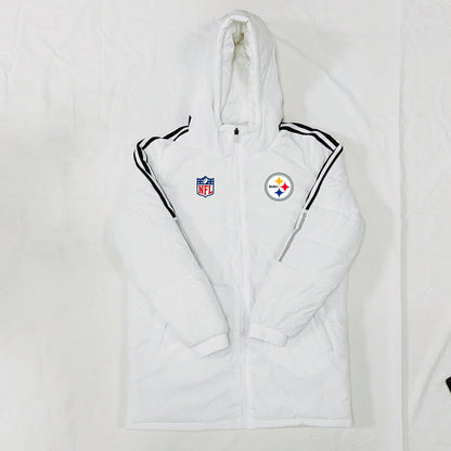 Pittsburgh Steelers Black Stripes Coat Down Jacket - White