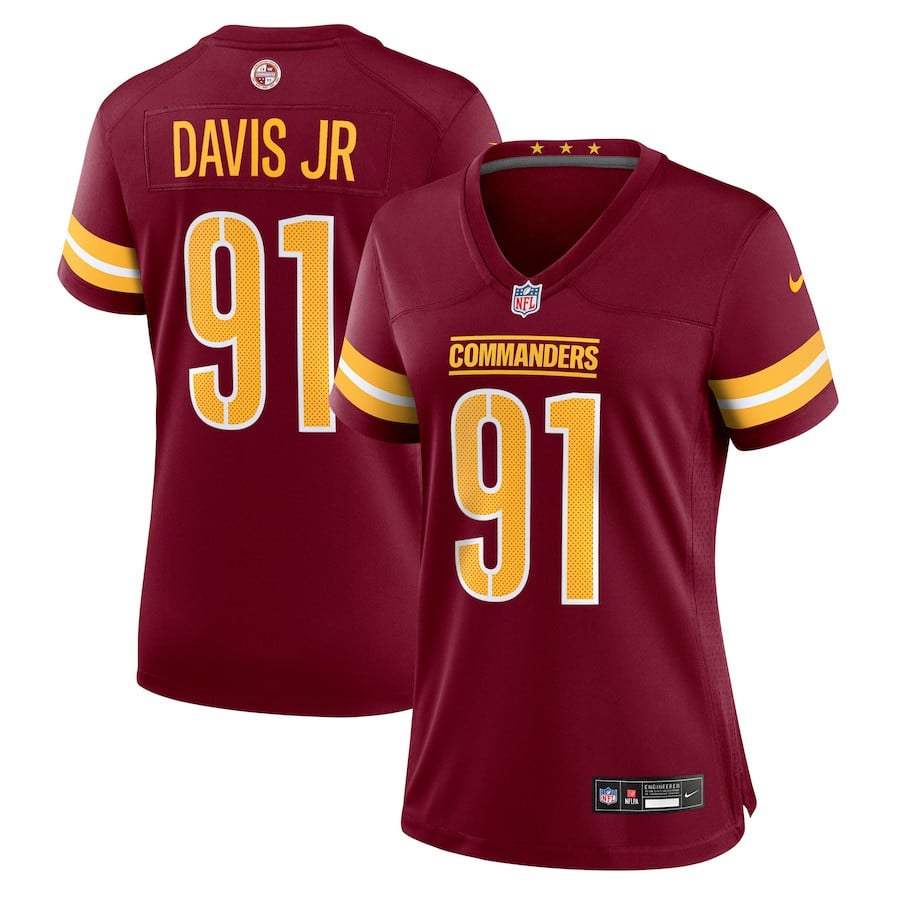 Carl Davis Jr. 91 Washington Commanders Women's Team Game Jersey - Burgundy