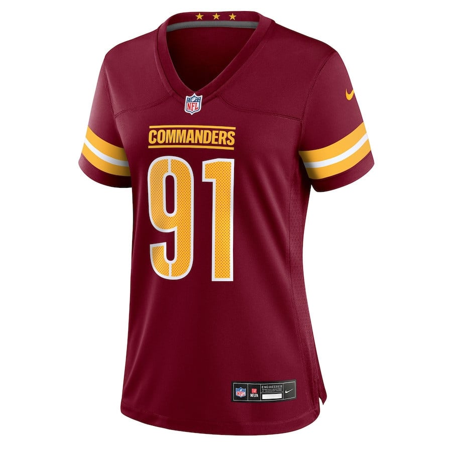 Carl Davis Jr. 91 Washington Commanders Women's Team Game Jersey - Burgundy
