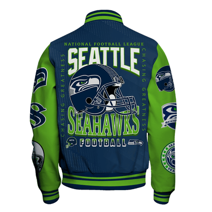Seattle Seahawks NFL 2024 American Football Conference Unisex Varsity Jacket V3 - All-Over-Printed Jacket