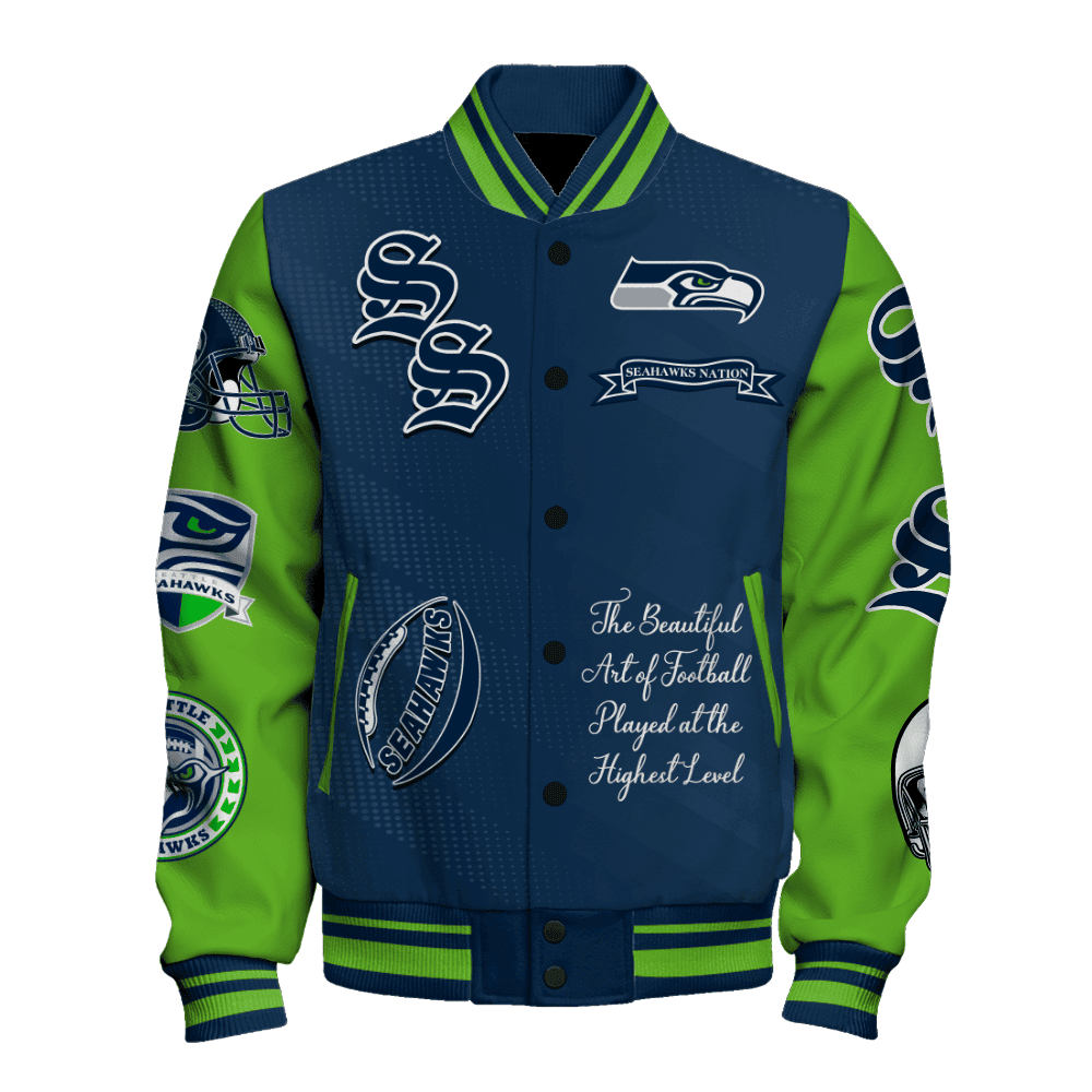 Seattle Seahawks NFL 2024 American Football Conference Unisex Varsity Jacket V3 - All-Over-Printed Jacket