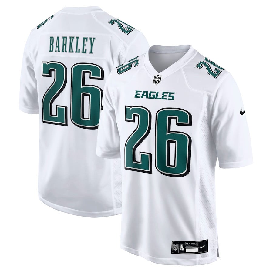 Saquon Barkley 26 Philadelphia Eagles Fashion Game Men Jersey - Tundra White