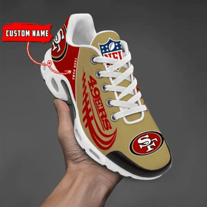 San Francisco 49ers Custom Name Air Max Shoes Sneakers For Men And Women - Red/Gold