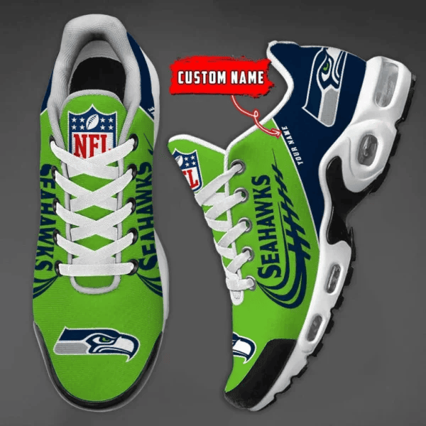 Seattle Seahawks Custom Name Air Max Shoes Sneakers For Men And Women - Navy/Green