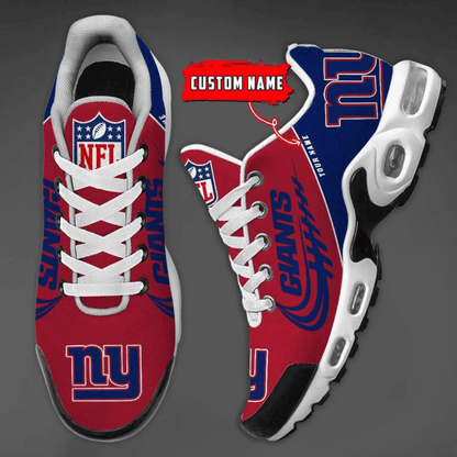 New York Giants Custom Name Air Max Shoes Sneakers For Men And Women - Blue/Red