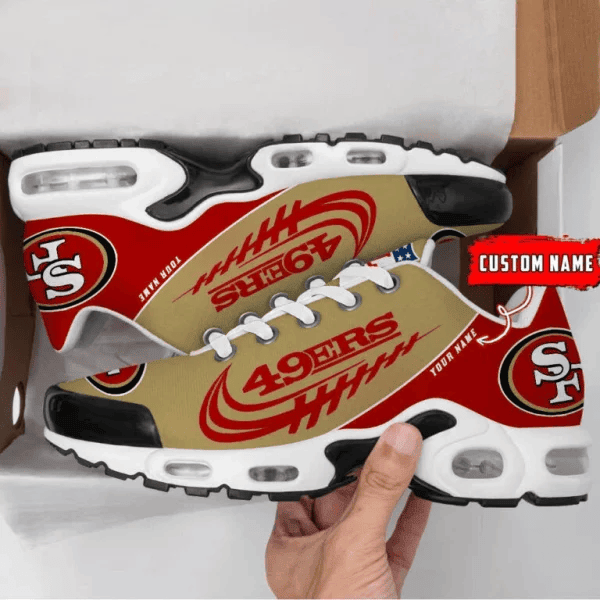 San Francisco 49ers Custom Name Air Max Shoes Sneakers For Men And Women - Red/Gold