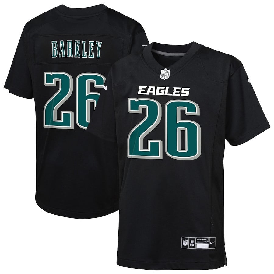 Saquon Barkley 26 Philadelphia Eagles Fashion Game YOUTH Jersey - Carbon Black