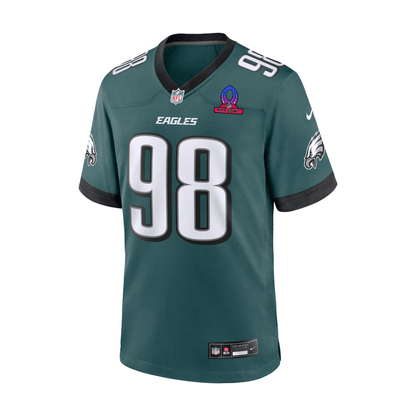 Jalen Carter 98 Philadelphia Eagles 2025 Pro Bowl Patch Game Men Jersey - Midnight Green