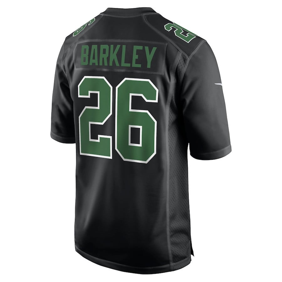 Saquon Barkley 26 Philadelphia Eagles Fashion Game Men Jersey - Carbon Black/Kelly Green