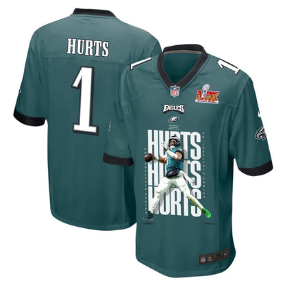 Jalen Hurts 1 Philadelphia Eagles 'Go Directly to Jalen' Game Men Jersey - Midnight Green